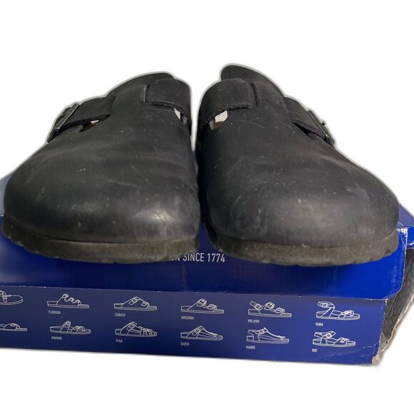 Birkenstock Men\'s Boston Oiled Leather Clogs Black SZ 11 (44)